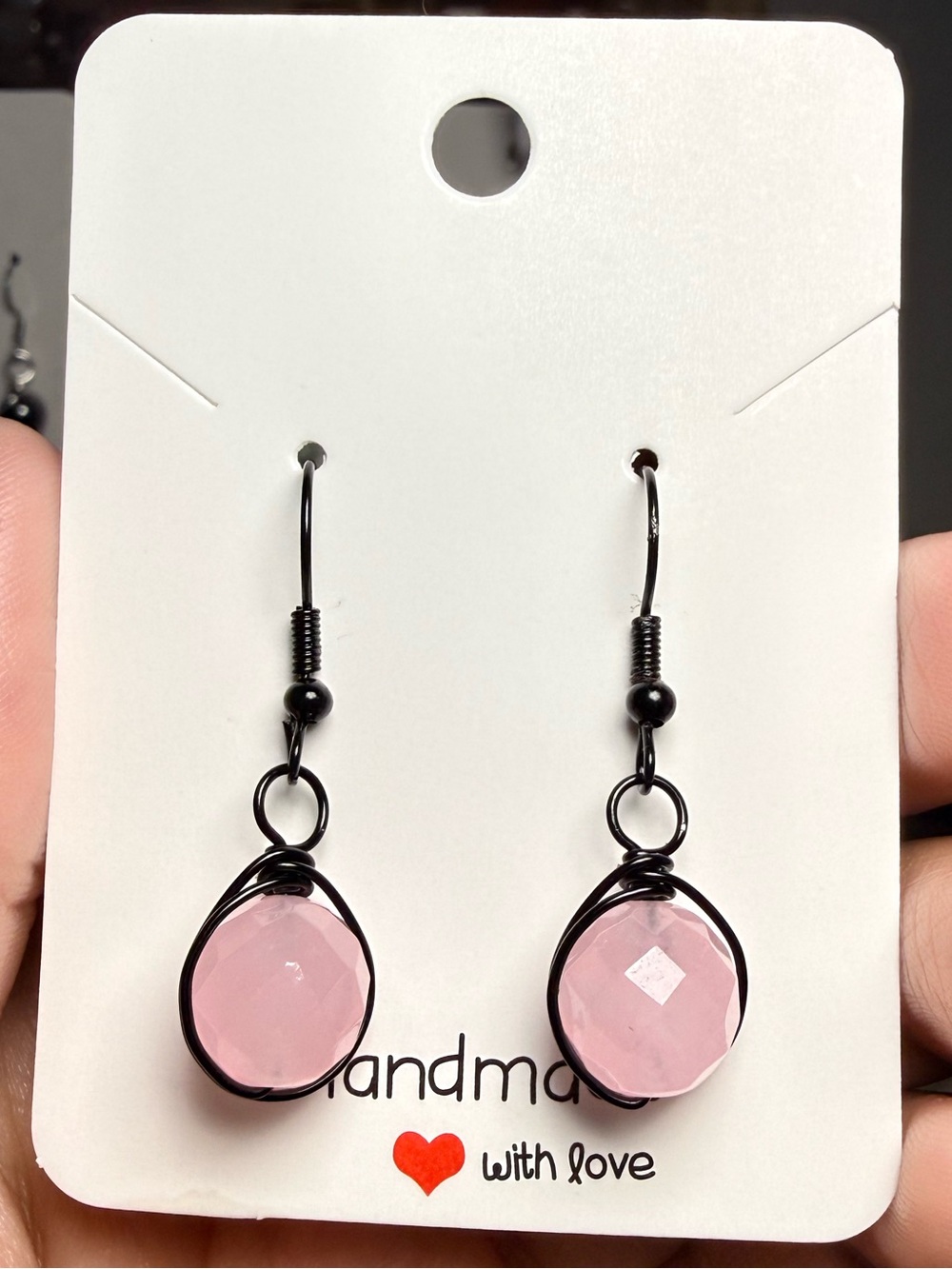 Rose Quartz Wire Wrapped Earrings Faceted Pink Gemstone